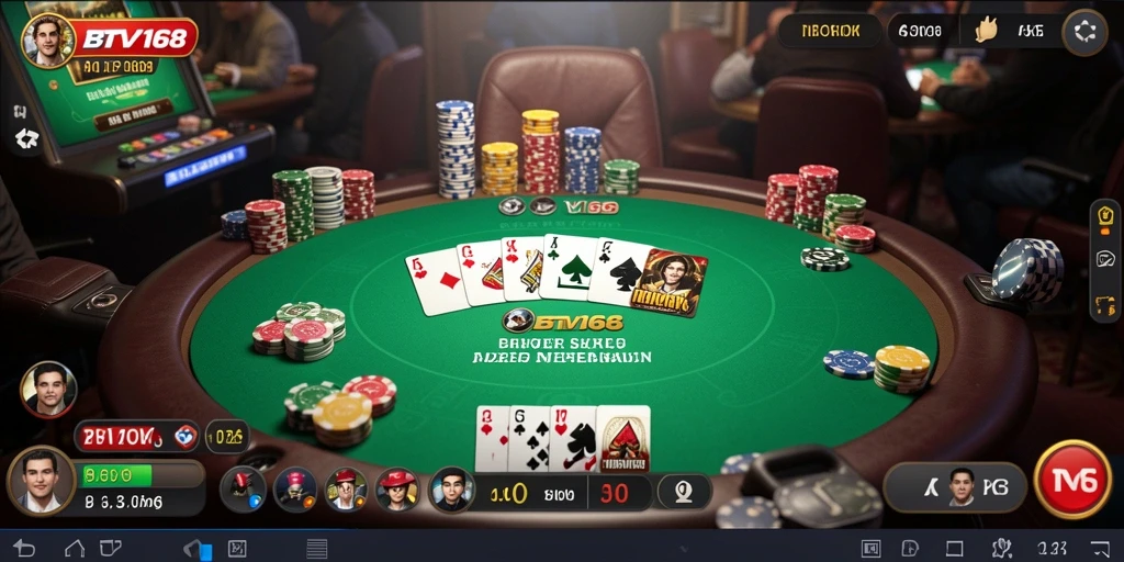 Tampilan gameplay Poker yang seru dan menegangkan di BTV168.
