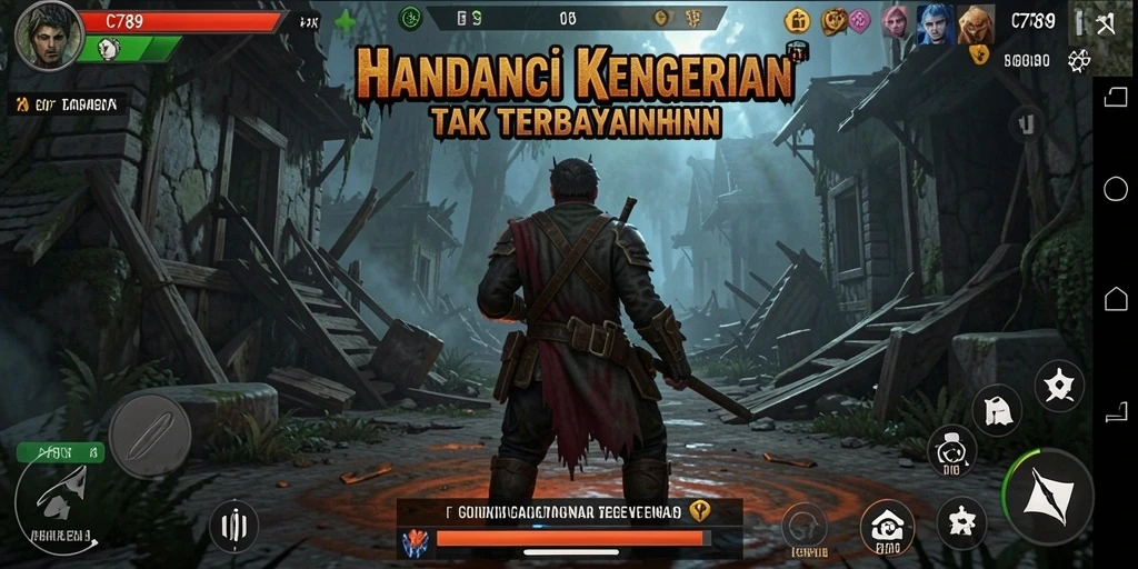 Screenshot gameplay C789 menampilkan momen menegangkan saat bertemu makhluk horor.
