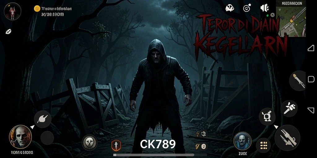 Tangkapan layar gameplay CK789 menampilkan suasana horor yang mencekam.
