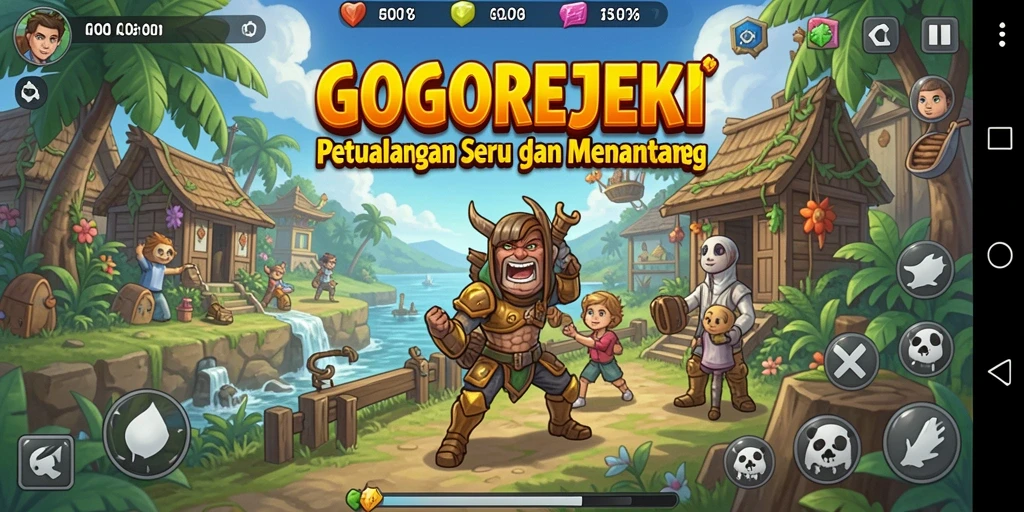 Screenshot GOGOREJEKI menampilkan tindakan seru di dunia petualangan.
