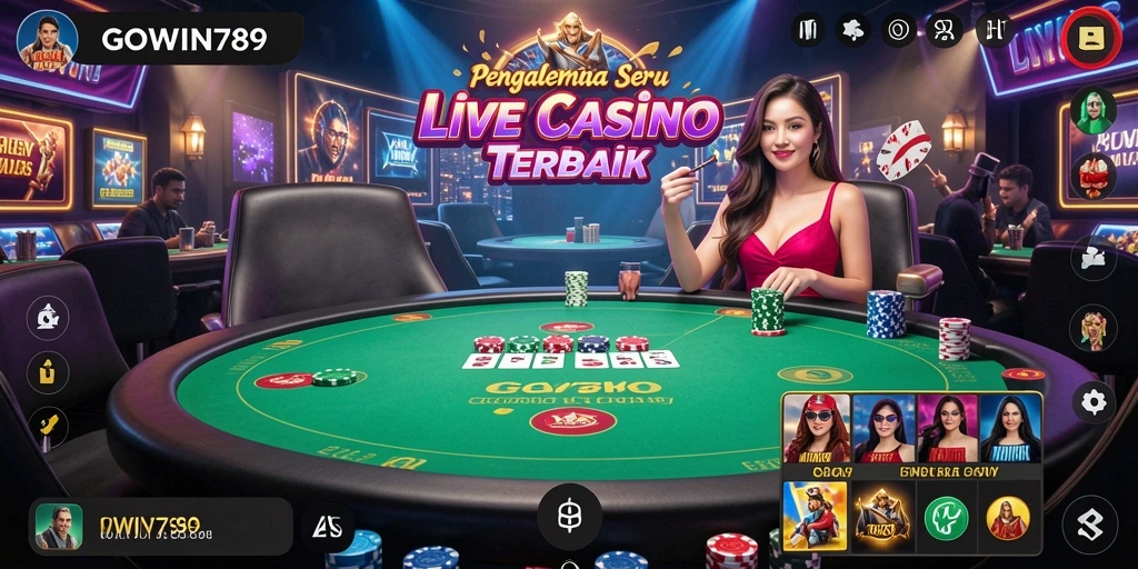 Tampilan gameplay seru GOWIN789 di Live Casino yang menegangkan.