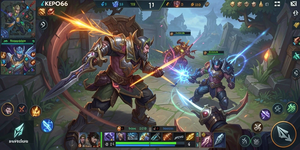 Tampilan gameplay seru di KEPO66 dengan aksi MOBA yang menegangkan.