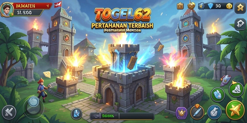 Tangkapan layar gameplay TOGEL62 yang penuh aksi Tower Defense.