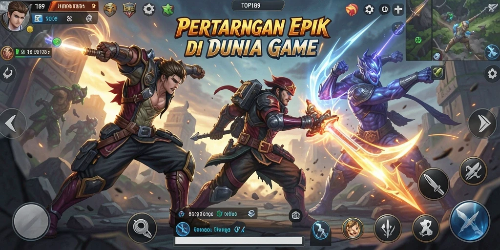 Screenshot gameplay TOPI189 yang menampilkan pertarungan menegangkan.
